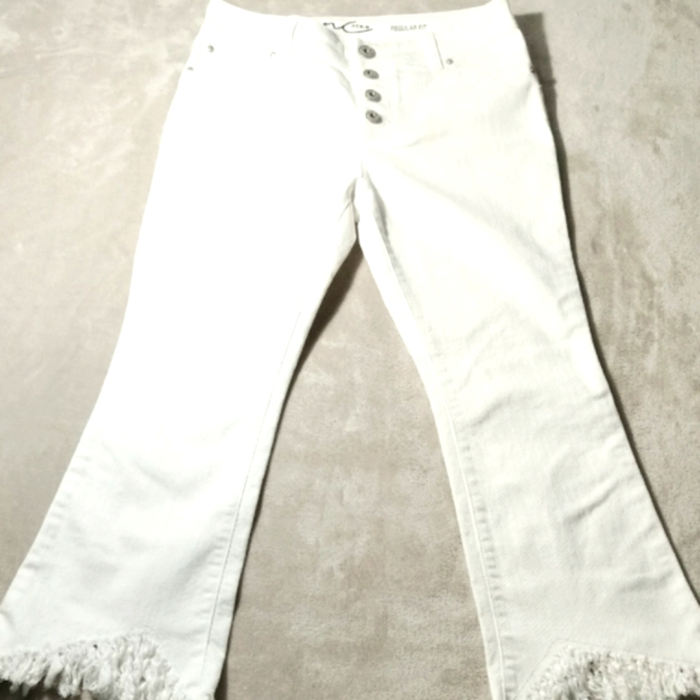 INC International Concepts Ivory White Ankle Flare Jeans